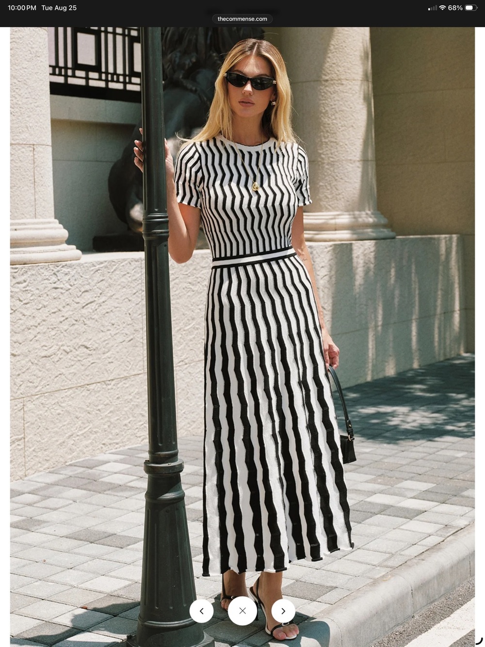 Commense Short Sleeve Zigzag Knit Maxi Black and White Striped Dress - XL - Picture 8 of 8
